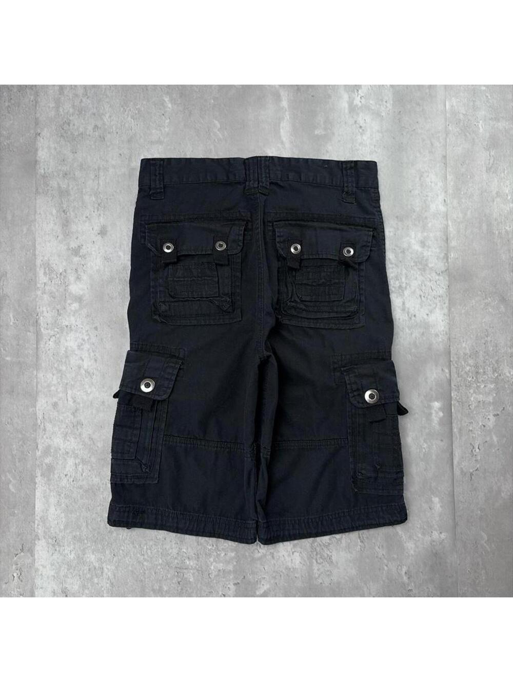 Y2K Black Request Grunge Gothic Cargo Skater Shorts
